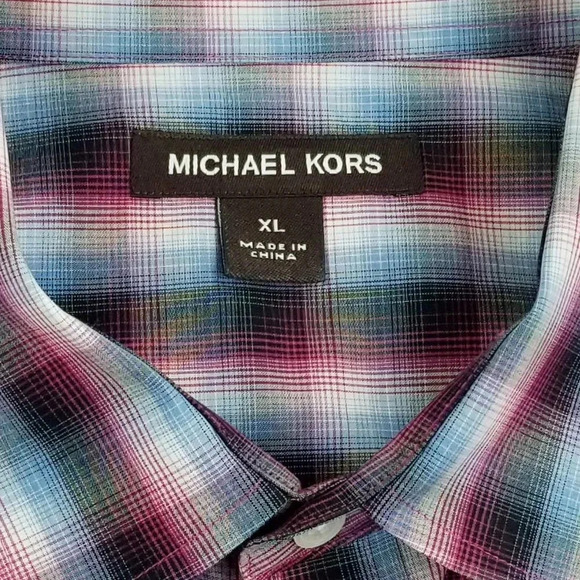 Michael Kors XL Check/Plaid Dual Flip Pocket Men's - Picture 3 of 7